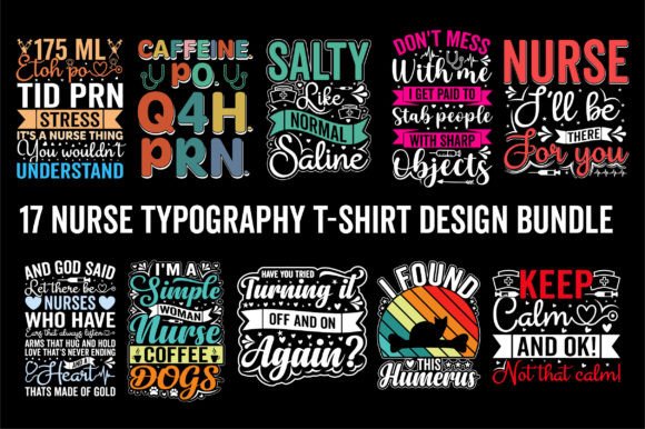 Nurse Typography T-Shirt Design Bundle